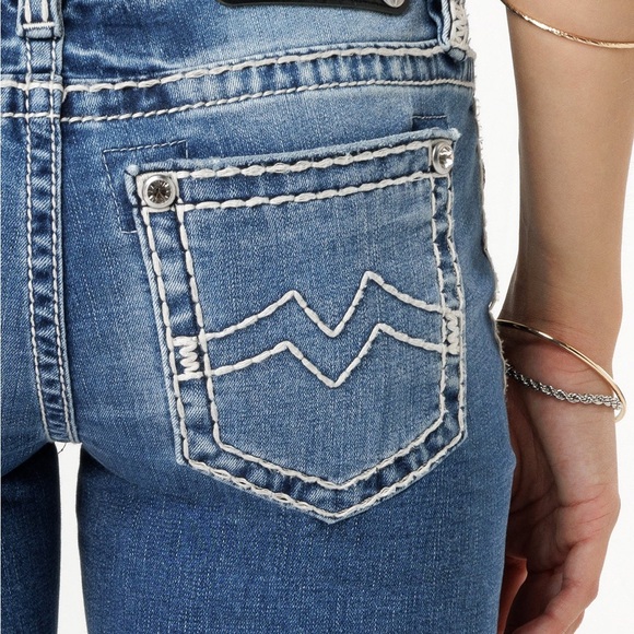 Miss Me 26 Women's bootcut Blue Jeans thick stitch like new denim butt enhancing - Picture 6 of 10